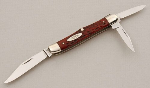 Case Cutlery 6308 Stockman with Brown Jigged Bone Scales handle material - Obverse Side - Item #KLC15728