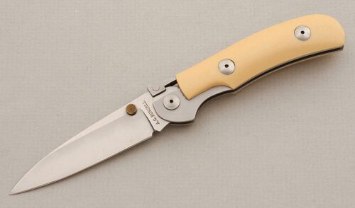 A.G. Russell K-87 One Hand Knife with Paper Micarta Scales handle material - Obverse Side - Item #KLC15733