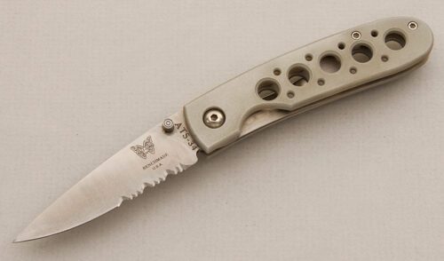 Benchmade Knives 625 Crawford Leopard with Anodized Aluminum Scales handle material - Obverse Side - Item #KLC15735