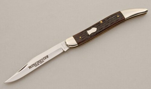 Winchester Knives 1936 Toothpick with Brown Jigged Bone Scales handle material - Obverse Side - Item #KLC15755