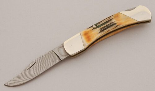 Bear MGC Cutlery Folding Lockback Hunter with Stag Scales handle material - Obverse Side - Item #KLC15778