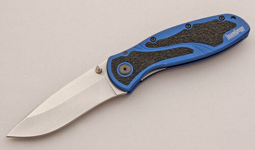 Kershaw Knives Blur with Blue 6061-T6 Anodized Aluminum handle material - Obverse Side - Item #KLC15793