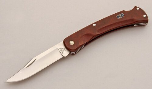 Buck Knives Model 110 Lockback with Rosewood Scales handle material - Obverse Side - Item #KLC15801