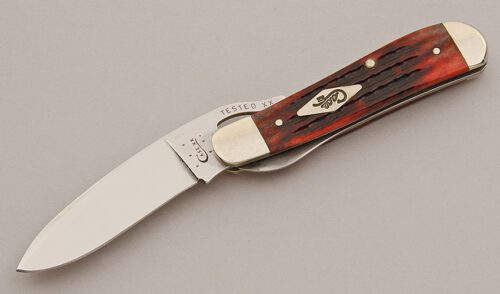 Case Cutlery Russlock with Red Jigged Bone Scales handle material - Obverse Side - Item #KLC15804