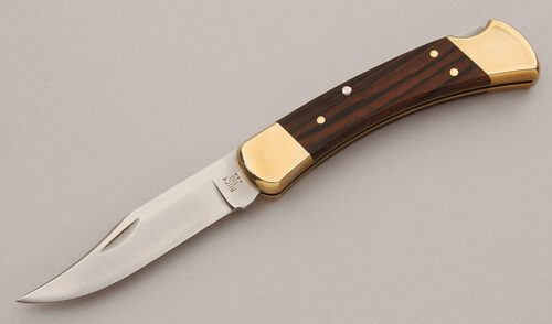 Buck Knives Model 110 Folding Hunter with African Ebonywood Scales handle material - Obverse Side - Item #KLC15809