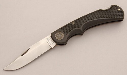 Western Cutlery Westlock Folding Hunter with Kraton Frame handle material - Obverse Side - Item #KLC15810