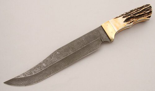 Bear MGC Cutlery Large Bowie with Stag Scales handle material - Obverse Side - Item #KLC15813