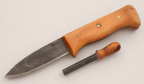 Dave Budd Forged Hunter with Birchwood Scales handle material - Obverse Side - Item #KLC15818