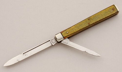 Curtin & Clark Doctor's Knife with Glitter Delrin Scales handle material - Obverse Side - Item #KLC15823