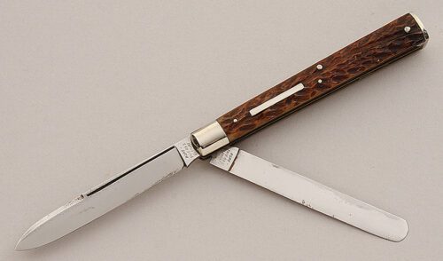Pape-Thiebes Doctor's Knife with Brown Jigged Delrin Scales handle material - Obverse Side - Item #KLC15825