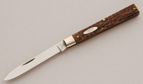 Case Cutlery 6185 Doctor's Knife with Brown Jigged Bone Scales handle material - Obverse Side - Item #KLC15827