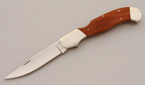 Andy Mills Lockback with Rosewood Scales handle material - Obverse Side - Item #KLC15834