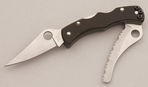 Spyderco Knives C39P&S Diad Jr. with Green Micarta Scales handle material - Obverse Side - Item #KLC15838