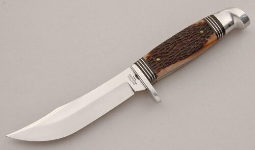 Western Cutlery Hunter with Brown Jigged Delrin Scales handle material - Obverse Side - Item #KLC15844