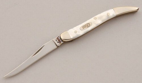 Case Cutlery Folding Texas Toothpick with Mother Of Pearl Scales handle material - Obverse Side - Item #KLC15847