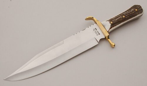 Colt Knives CT-838 Bowie with Sambar Stag Scales handle material - Obverse Side - Item #KLC15865