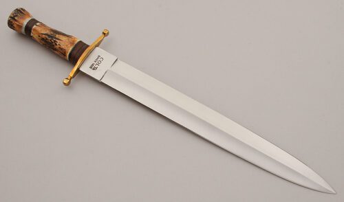 Colt Knives CT-822 Large Dagger with Burnt Sambar Stag Handle handle material - Obverse Side - Item #KLC15866
