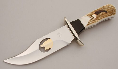 Buck Knives Custom Claw Series "Bear" with Elk Stag Scales handle material - Obverse Side - Item #KLC15881