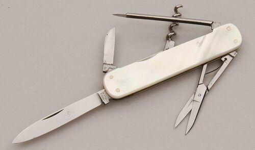 Hoffritz Cutlery Utility Folder with Mother Of Pearl Scales handle material - Obverse Side - Item #KLC15897
