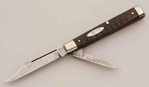 Case Cutlery 62086-1/2 Jack Knife with Brown Jigged Bone Scales handle material - Obverse Side - Item #KLC15908
