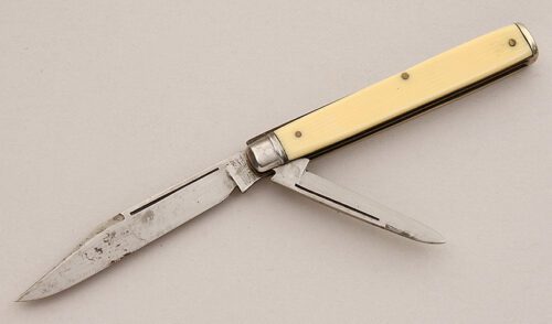 Winchester Knives 2040 Jack Knife with Ivory Celluloid Scales handle material - Obverse Side - Item #KLC15911