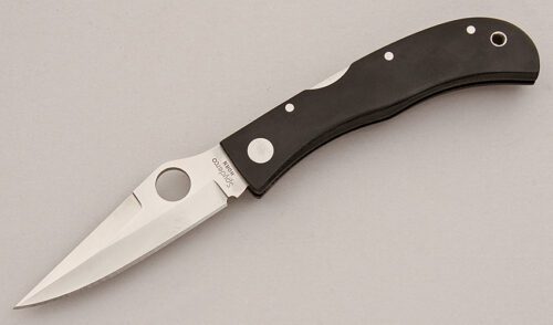 Spyderco Knives Jess Horn Midlock with Black Micarta Frame handle material - Obverse Side - Item #KLC15915