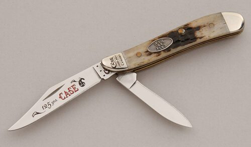Case Cutlery 125th Anniversary Peanut with Jigged Imitation Stag Scales handle material - Obverse Side - Item #KLC15917