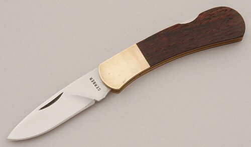 Gerber Knives Lockback with Walnut Wood Scales handle material - Obverse Side - Item #KLC15921