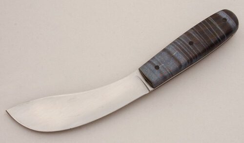 Unknown Maker Upswept Skinner with Blue Dyed Exotic Wood Scales handle material - Obverse Side - Item #KLC15925