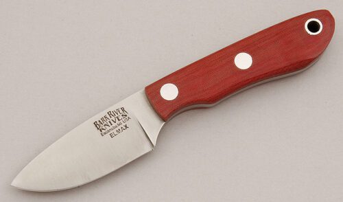 Bark River Knife & Tool PSK "Personal Survival Knife" with Red Linen Micarta Scales handle material - Obverse Side - Item #KLC15929