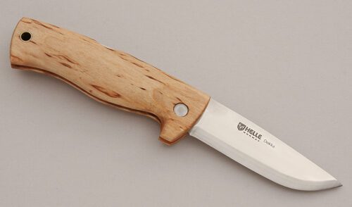 Helle Knives Dokka Lockback with Curly Birch Scales handle material - Obverse Side - Item #KLC15931