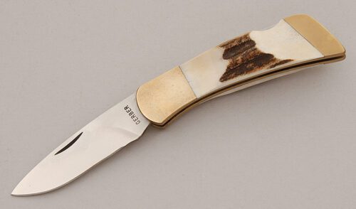 Gerber Knives Lockback with Stag Scales handle material - Obverse Side - Item #KLC15940