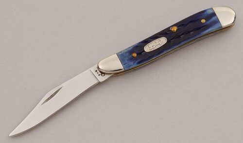 Case Cutlery 6120 Coke Peanut with Blue Jigged Bone Scales handle material - Obverse Side - Item #KLC15944