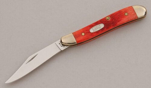 Case Cutlery 612 Coke Peanut with Red Jigged Bone Scales handle material - Obverse Side - Item #KLC15945