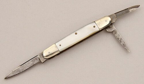 Saint Lawrence Cutlery Co. Lobster Slipjoint with Mother Of Pearl Scales handle material - Obverse Side - Item #KLC15950