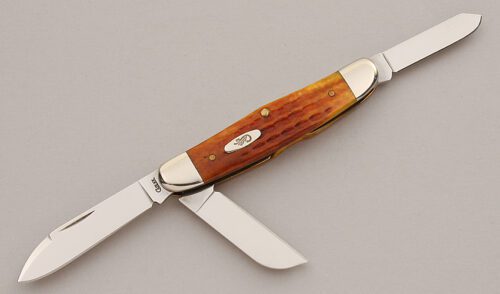 Case Cutlery 63046 Humpback Stockman with Amber Jigged Bone Scales handle material - Obverse Side - Item #KLC15954