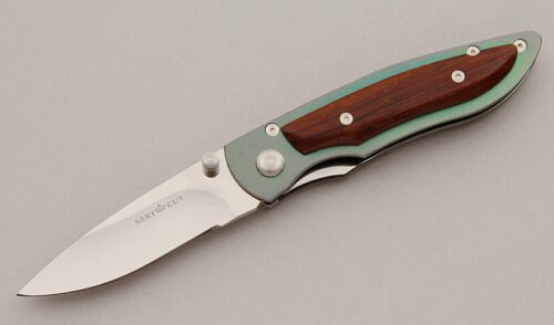 Seki-Cut SC-160 Linerlock with Anodized Titanium handle material - Obverse Side - Item #KLC15970