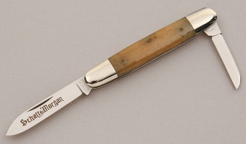 Schatt & Morgan Series XI Pen Knife with Smooth Natural Bone Scales handle material - Obverse Side - Item #KLC15971