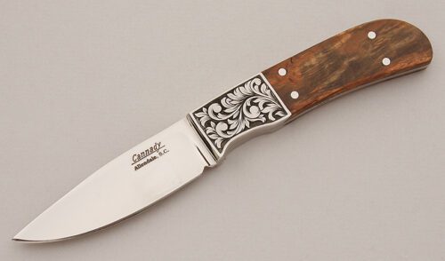 Daniel Cannady Drop Point Hunter with Alder Wood Scales handle material - Obverse Side - Item #KLC15977