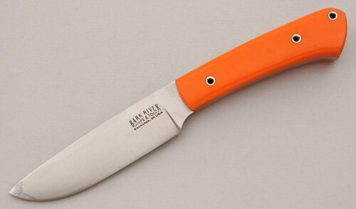 Bark River Knife & Tool Highland Special with Blaze Orange G-10 Scales handle material - Obverse Side - Item #KLC15986