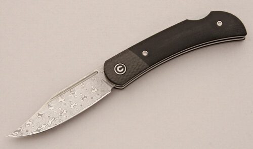Civivi C914DS Rustic Gent Damascus with Black G-10 Scales handle material - Obverse Side - Item #KLC15992