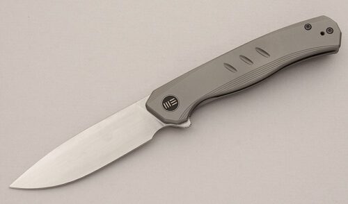 We Knife Co. Seer Limited Edition with Gray Titanium Frame handle material - Obverse Side - Item #KLC15995
