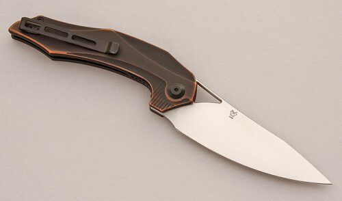 Civivi Plethiros with Hand Rubbed Copper Scales handle material - Obverse Side - Item #KLC15996