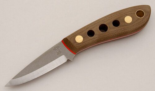 Tom Krein 2019 Bushcraft Whittler with Green Linen Micarta Scales handle material - Obverse Side - Item #KLC15999