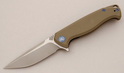 We Knife Co. Streak with Tan G-10 Frame handle material - Obverse Side - Item #KLC16003