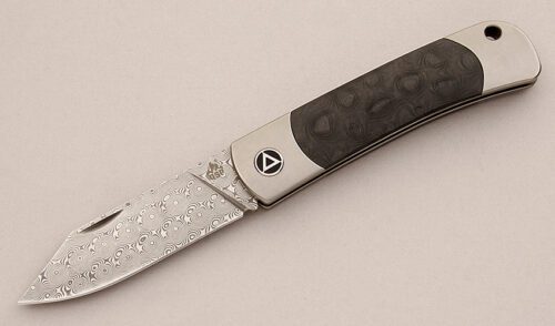QSP Knives Falcon with Carbon Fiber Scales handle material - Obverse Side - Item #KLC16006