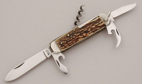 Hartkopf & Co. Scout Knife with Stag Scales handle material - Obverse Side - Item #KLC16015