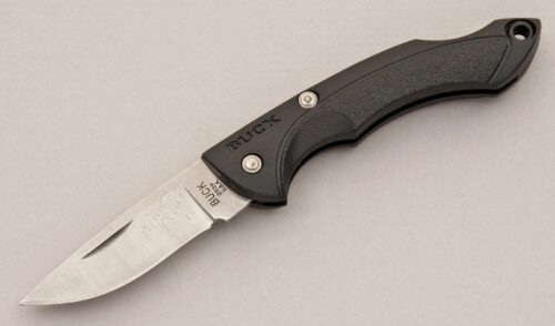 Buck Knives Signed 283 Nano Bantam with Black Phrenolic Frame handle material - Obverse Side - Item #KLC16023