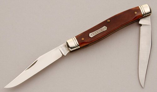 Schrade Cutlery 7801 Heritage Muskrat with Smooth Red Bone Scales handle material - Obverse Side - Item #KLC16030