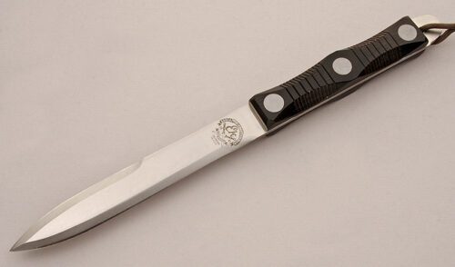 Ek Knives P1 Commando Dagger with Black Micarta Scales handle material - Obverse Side - Item #KLC16037
